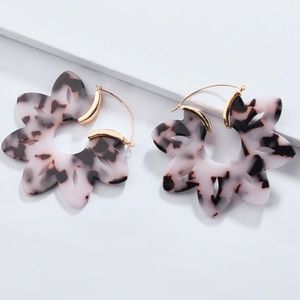 Leopard Print Lotus Flower Earrings